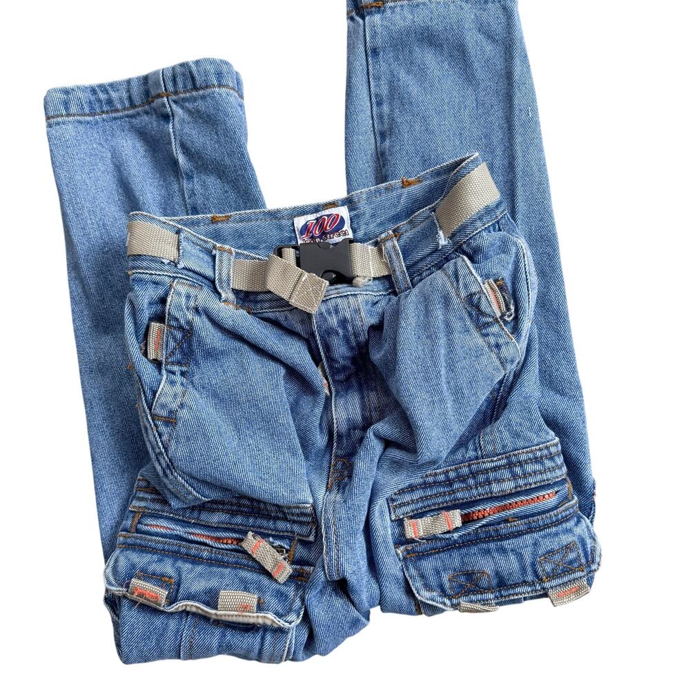 Vtg 1990s Y2K Youth 100 Jean Street Carpenter Utility Baggy Jeans Sz 7